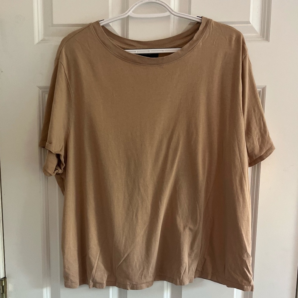 [2/$10 Deal] Forever 21 Taupe/Tan Plus Size Cotton-Blend Short Sleeved Tee, 3X